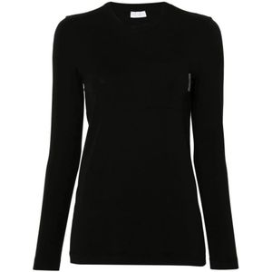 Brunello Cucinelli, Dames, Tops, Zwart, Maat: S Katoen,