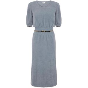 Elisabetta Franchi, Dames, Jurken, Blauw, Maat: XS Polyamide,