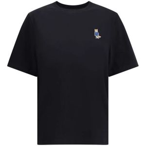 Maison Kitsuné, Dames, Tops, Zwart, Maat: M Katoen,