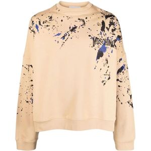 Moschino, Heren, Sweatshirts & Hoodies, Beige, Maat: M Katoen,