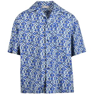 Emilio Pucci, Heren, Overhemden, Blauw, Maat: L Katoen,