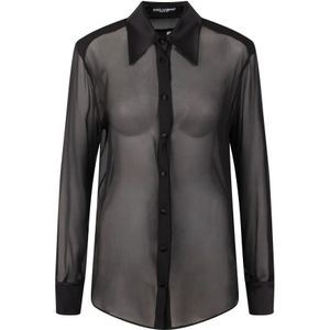 Dolce & Gabbana, Dames, Blouses & Shirts, Zwart, Maat: S Zijde,