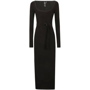 Norma Kamali, Dames, Jurken, Zwart, Maat: XS Poliester,