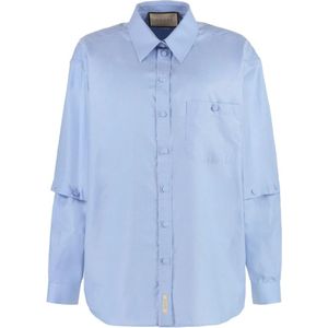 Gucci, Dames, Blouses & Shirts, Blauw, Maat: S