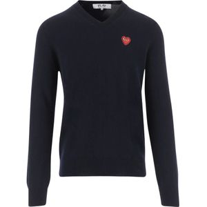 Comme des Garçons Play, Heren, Truien, Blauw, Maat: XL Wol,