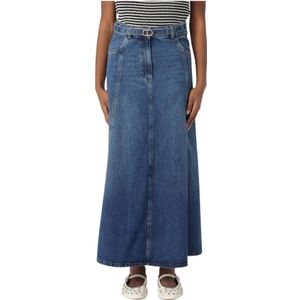 Twinset, Dames, Rokken, Blauw, Maat: S Denim,