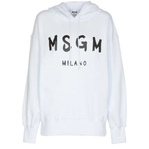 Msgm, Dames, Sweatshirts & Hoodies, Wit, Maat: XS Katoen,