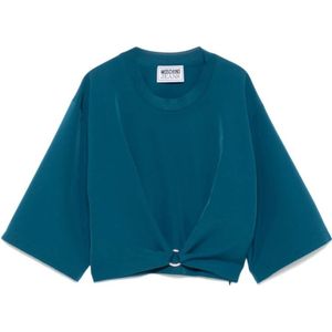 Moschino, Dames, Tops, Blauw, Maat: XS Poliester,