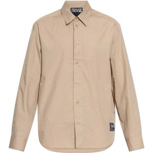 Versace Jeans Couture, Heren, Overhemden, Beige, Maat: M Katoen,