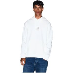 Armani Exchange, Heren, Sweatshirts & Hoodies, Wit, Maat: XL Katoen,