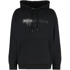 Palm Angels, Heren, Sweatshirts & Hoodies, Zwart, Maat: XL Katoen,