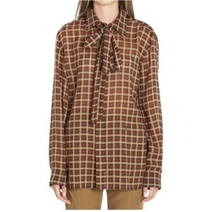 Saint Laurent, Dames, Blouses & Shirts, Bruin, Maat: M