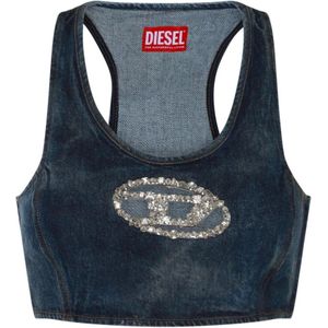 Diesel, Dames, Tops, Blauw, Maat: S Katoen,