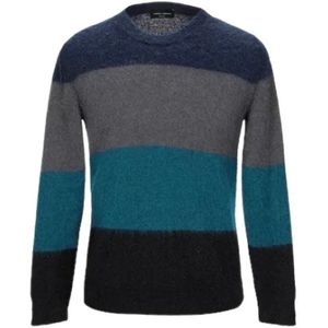 Roberto Collina, Heren, Truien, Blauw, Maat: XL Jersey,