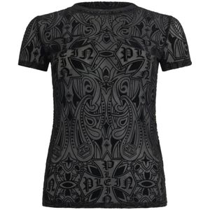 Philipp Plein, Dames, Tops, Zwart, Maat: S Tulle,
