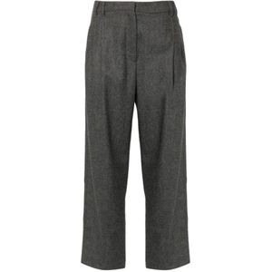 Brunello Cucinelli, Dames, Broeken, Grijs, Maat: S Flanel,