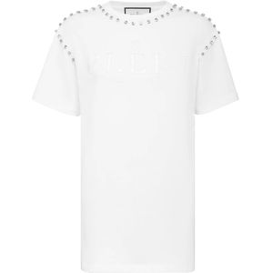 Philipp Plein, Dames, Tops, Wit, Maat: S Katoen,