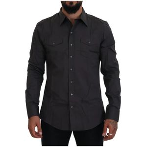 Dolce & Gabbana - Overhemd - Grijs - Slim Fit - Katoen