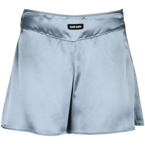 Miu Miu, Dames, Korte broeken, Blauw, Maat: S Viscose,