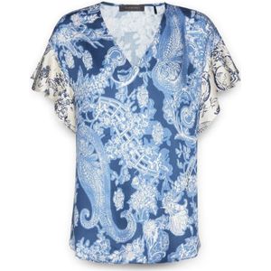 Elena Mirò, Dames, Blouses & Shirts, Blauw, Maat: L Viscose,