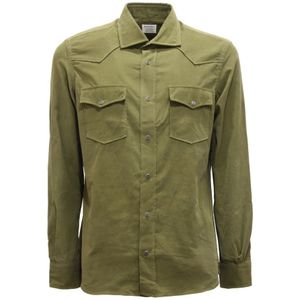 Mazzarelli, Heren, Overhemden, Groen, Maat: M Velours,