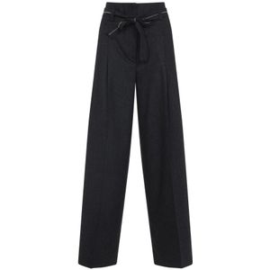 Peserico, Dames, Broeken, Grijs, Maat: S Wol,