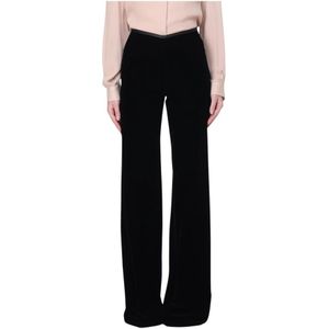 Emporio Armani, Dames, Broeken, Zwart, Maat: L Velours,