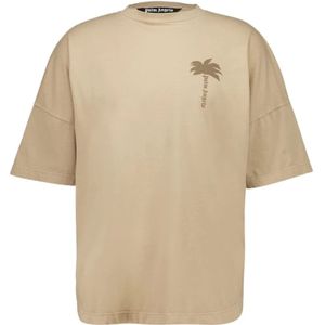 Palm Angels, Heren, Tops, Beige, Maat: XS Katoen,