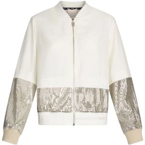 Liu Jo - Sequin Bomber Jacket - Ivory - Stretchy Stof - Zip Sluiting