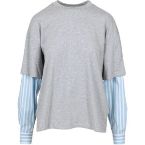 Semicouture, Dames, Tops, Grijs, Maat: M Katoen,