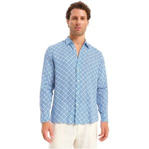 Peninsula, Heren, Overhemden, Blauw, Maat: S Linnen,