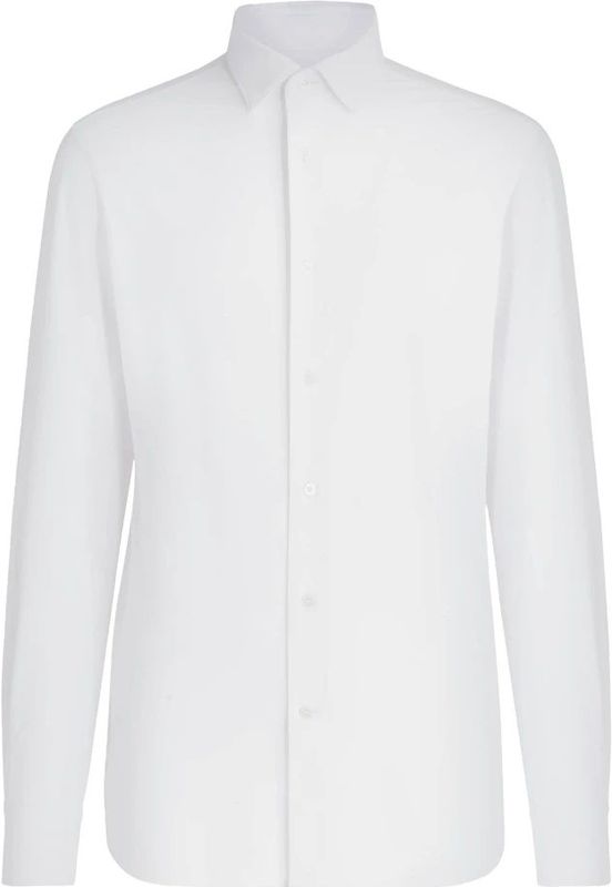 Boggi Milano - B Tech - Overhemd - Wit - Slim Fit Stretch Nylon