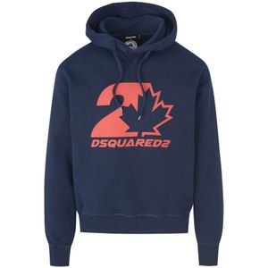 Dsquared2, Heren, Sweatshirts & Hoodies, Blauw, Maat: S Katoen,