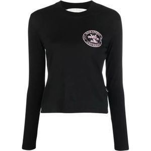 Palm Angels, Dames, Tops, Zwart, Maat: M Katoen,