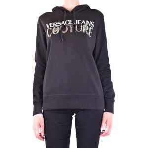 Versace Jeans Couture, Dames, Sweatshirts & Hoodies, Zwart, Maat: XS Katoen,
