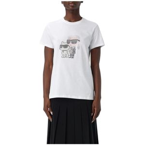 Rhinestone Versierde T-shirt Choupette Karl