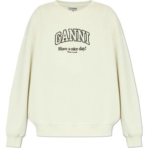 Ganni, Dames, Sweatshirts & Hoodies, Groen, Maat: 2Xs/Xs Katoen,