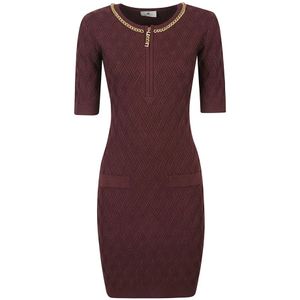 Elisabetta Franchi, Dames, Jurken, Bruin, Maat: XS Viscose,