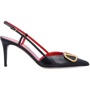 Pumps - Elegant Pointed-Toe Slingback Heels - Stiletto Heel - Leer