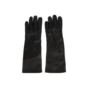 Burberry Stijlvolle leren handschoenen met reliëflogo , Black , Dames , Maat: 6 1/2 IN