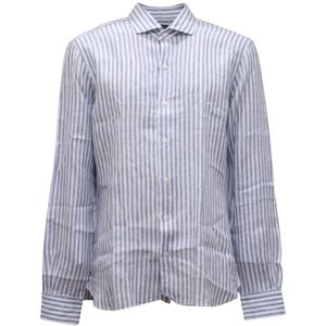 Barba, Heren, Overhemden, Blauw, Maat: 3XL Linnen,