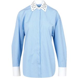Msgm, Dames, Blouses & Shirts, Blauw, Maat: XS Katoen,