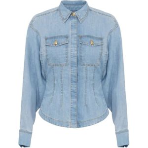 Elisabetta Franchi - Denim Blouse - Contraststiksels - 100% Zijde