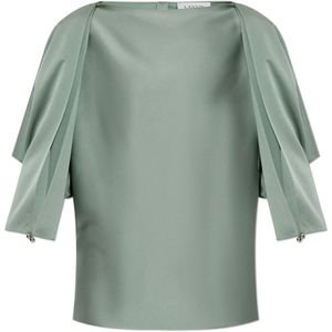 Lanvin, Dames, Blouses & Shirts, Groen, Maat: S Satijn,