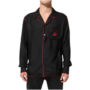 Dolce & Gabbana, Heren, Overhemden, Zwart, Maat: L Zijde,