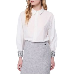 Gaudi, Dames, Blouses & Shirts, Wit, Maat: S Katoen,