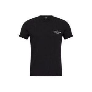 Balmain Zwart Stretch Slim Fit Logo T-Shirt , Black , Heren , Maat: S