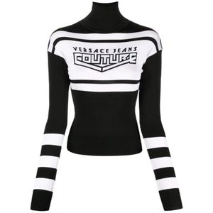 Versace Jeans Couture, Dames, Tops, Zwart, Maat: XS Jersey,