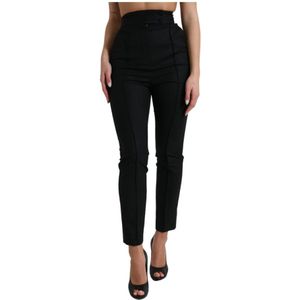 Dolce & Gabbana, Dames, Broeken, Zwart, Maat: XS Wol,