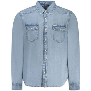 Guess, Heren, Overhemden, Blauw, Maat: M Katoen,